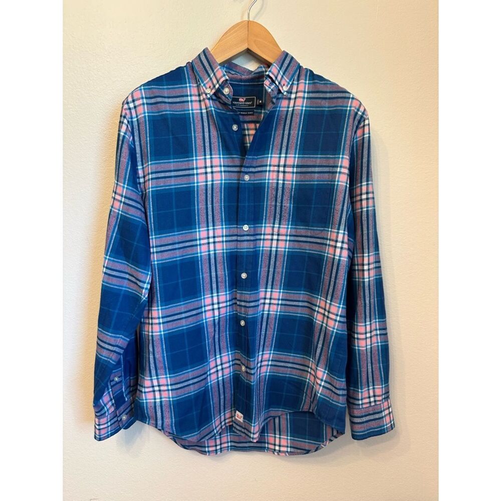 Vineyard Vines Classic Fit Murray Shirt Blue and Pink Plaid Button-Down Shirt